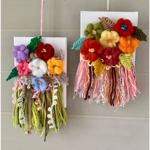 毛線花束掛畫