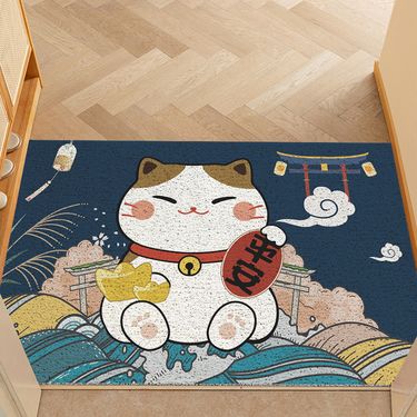🧨🐱可愛招財貓PVC防滑防水絲圈地氈