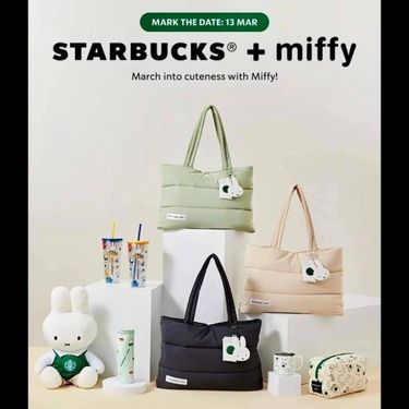 Starbucks x Miffy 聯名雲朵單肩袋(含掛飾)