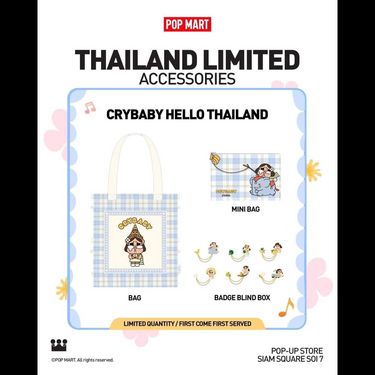 泰國限定 （POP MART 泡泡瑪特 哭娃CRYBABY HELLO THAILAND 系列） 帆布袋