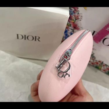 2025年 新款Dior 粉紅色硅膠圓形化妝袋(專櫃)有盒