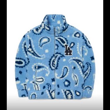 韓國MLB 腰果花 NY LA刺繡毛毛外套