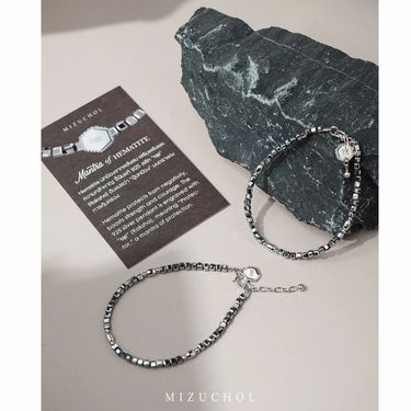Mizuchol Jewelry Mantra of Hematite Bracelet - रक्षा (Raksha)