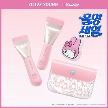 Sanrio x 🇰🇷OY銷售最高刷具🥇Fillimilli 迷你平頭粉底刷 828 +送Melody Pang Pang 泡芙 +送My Melody 小袋