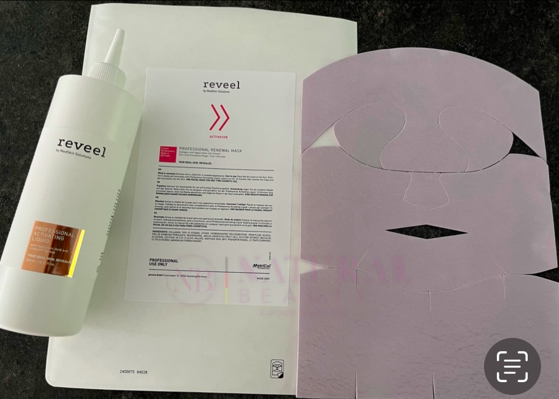 REVEEL 幹細胞骨膠原面膜 Professional Renewal Mask 10pcs + 膠原蛋白面膜激活液 Professional Activating Fluid 500ml 1pc (院裝Salon Size)