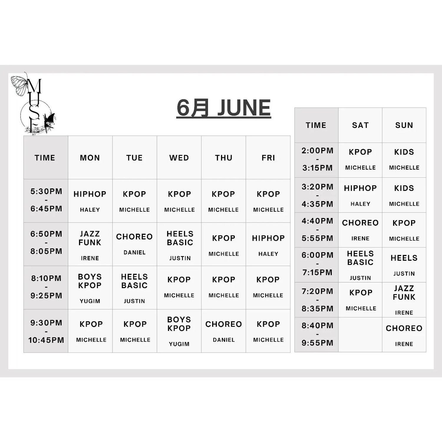 Class Schedule
