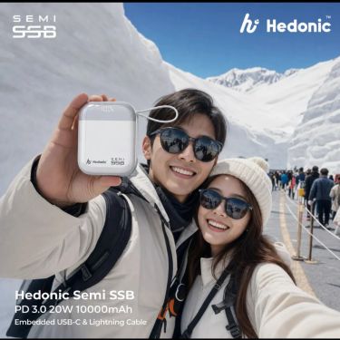 Hedonic™️ Semi SSB PD 3.0 20W 內置USB-C & Lightning Cable 半固態行動電源 (A21-B)