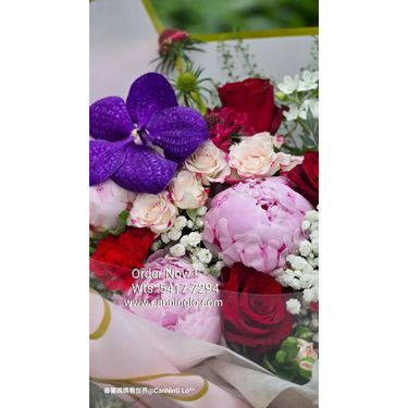 母親節推介 ︳MD0002 紅玫瑰+芍藥+萬代蘭花束 (L Size)
